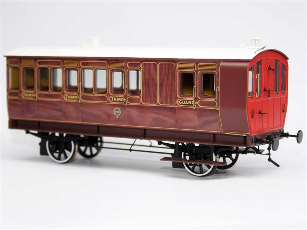 Dapol O Gauge 7P-020-002 LB&SCR Stroudley Brake Third Class Suburban Type 4 Wheel Coach 918 Varnished Mahogany RTR