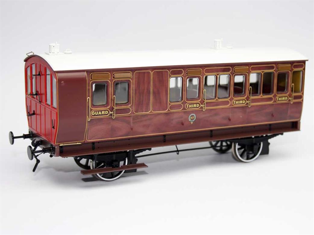 Dapol O Gauge 7P-020-001 LB&SCR Stroudley Brake Third Class Suburban Type 4 Wheel Coach 917 Varnished Mahogany RTR