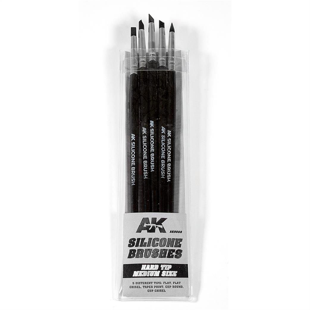 AK Interactive  AK9088 Silicone Brushes Hard Tip Medium Size
