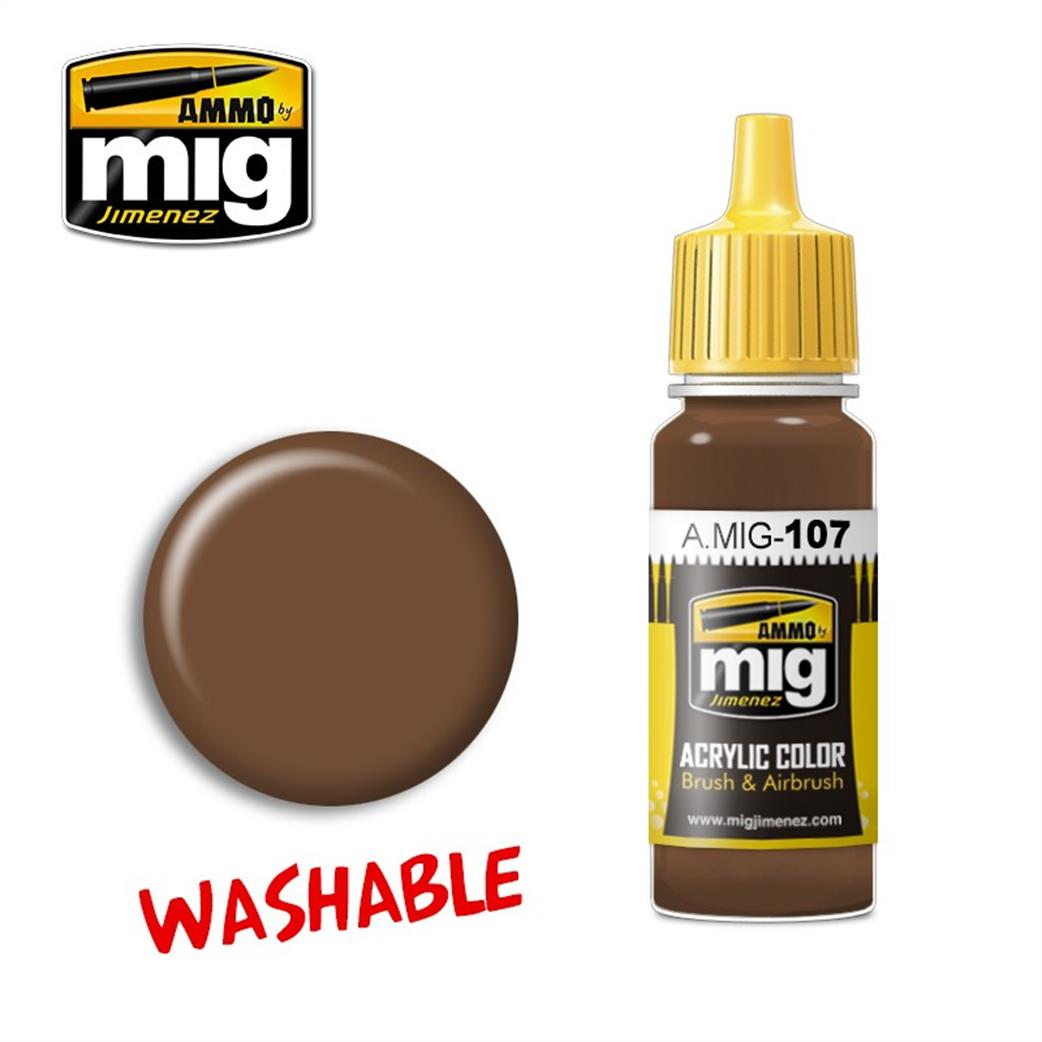 Ammo of Mig Jimenez  A.MIG-107 107 washable Earth Acrylic Color 17ml Paint