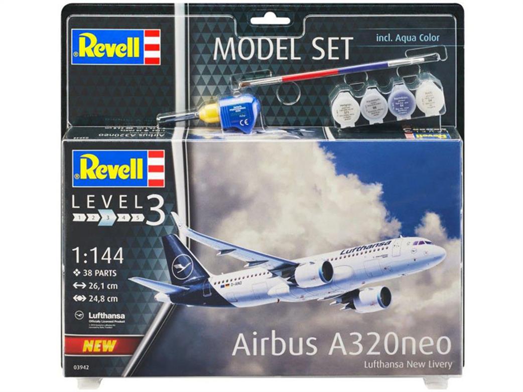 Revell 1/144 63942 Airbus A320 Neo Lufthansa New Livery Airliner Kit Model Set