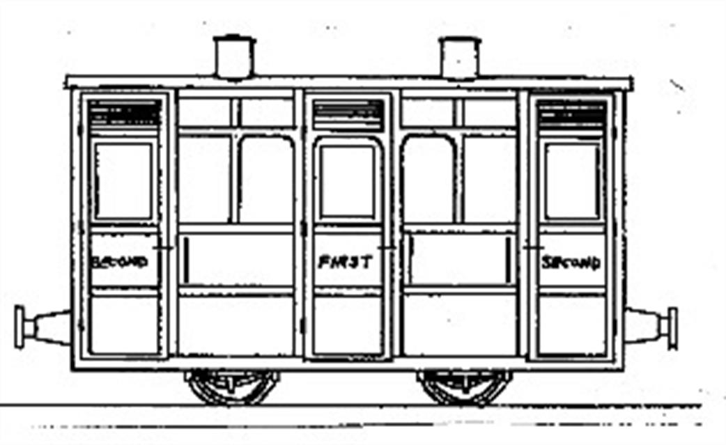 Dundas Models OO9 DM44 Festiniog & Blaenau 1st/2nd Class 4 Wheel Coach Kit