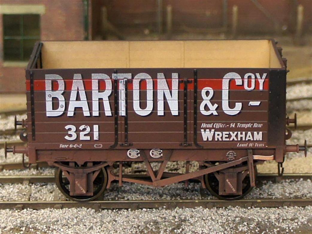 Dapol O Gauge 7F-073-004W Barton & Co 7 Plank Open Wagon No.321 RCH 1887 Design Side & End Doors Weathered