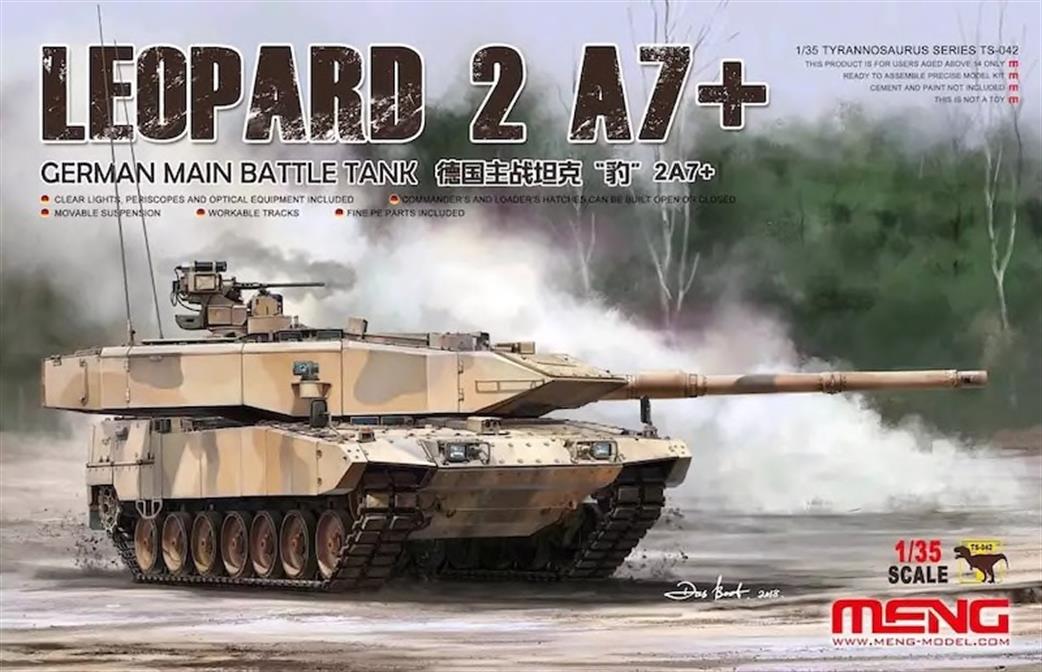 Meng 1/35 TS-042 German Leopard 2 A7+ Main Battle Tank Plastic Kit