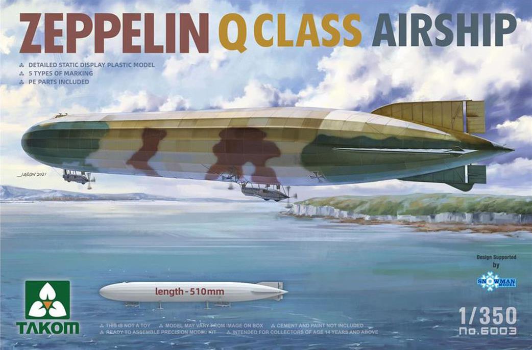 Takom 1/350 06003 Zeppelin Q Class Airship Germany WW2 Plastic Kit