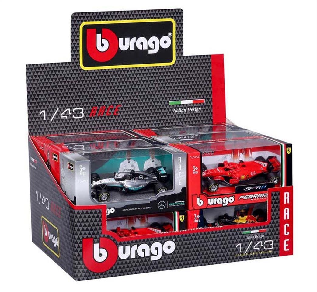 Burago 1/43 B18-60019 F1 Car Hamilton, Verstappen and Leclerc Assortment