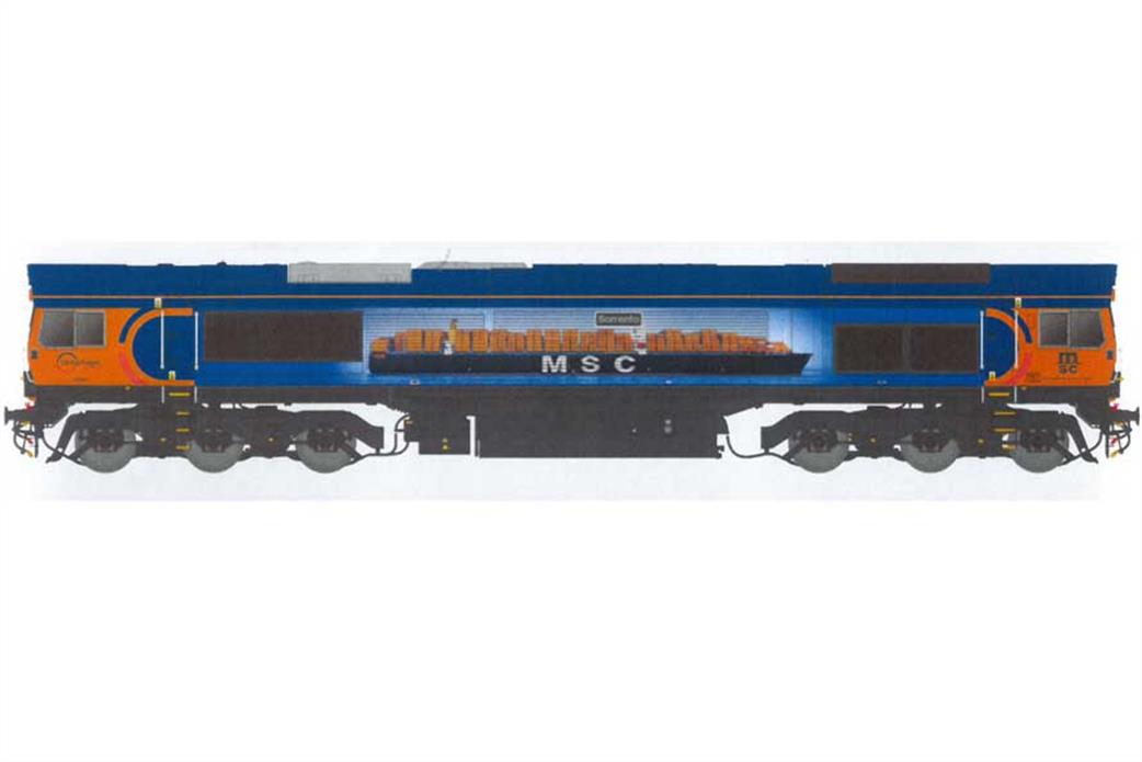 Dapol O Gauge 7D-066-003 GBRf 66709 Sorrento EMD Class 66 MSC Serrento Container Ship Livery