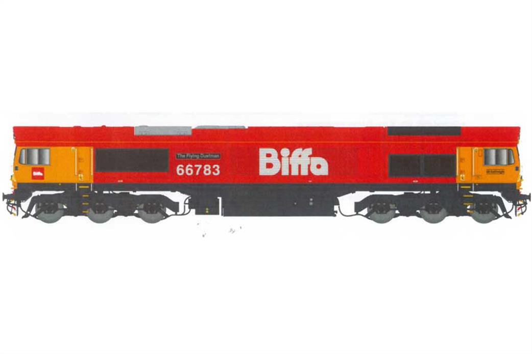 Dapol O Gauge 7D-066-006 GBRf 66783 The Flying Dustman EMD Class 66 Locomotive Biffa Red Livery