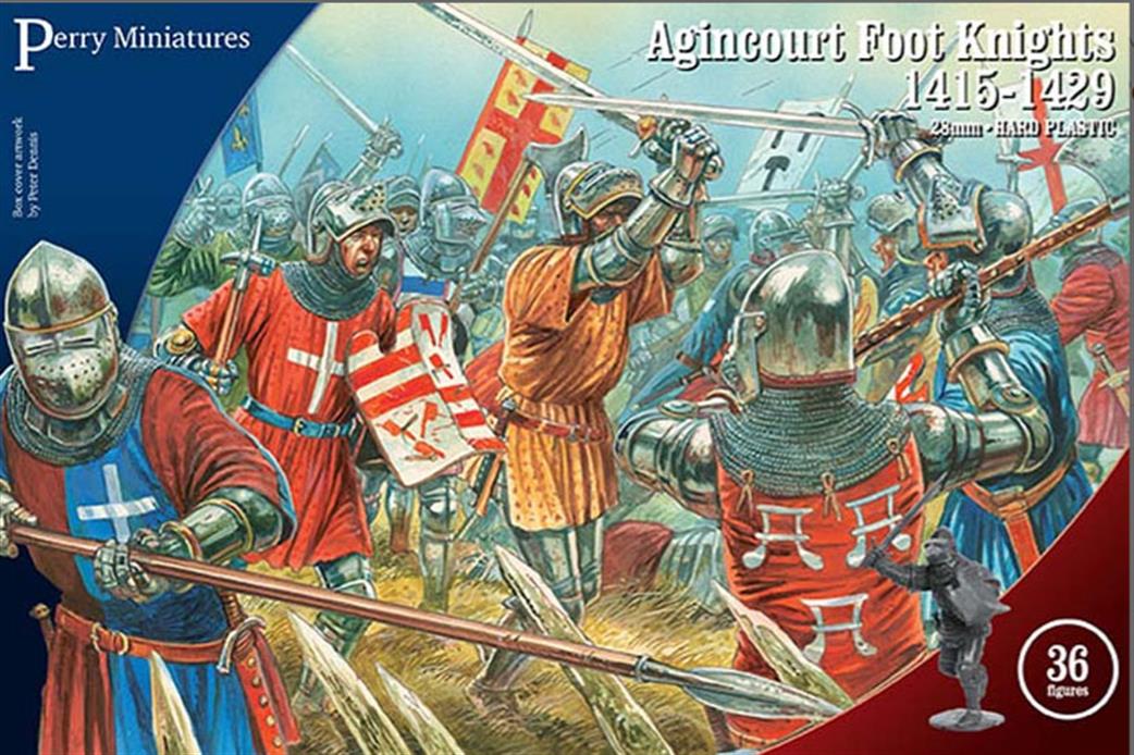Perry Miniatures 28mm AO60 Agincourt Foot Knights 36 Unpainted Hard Plastic Figures For Wargaming