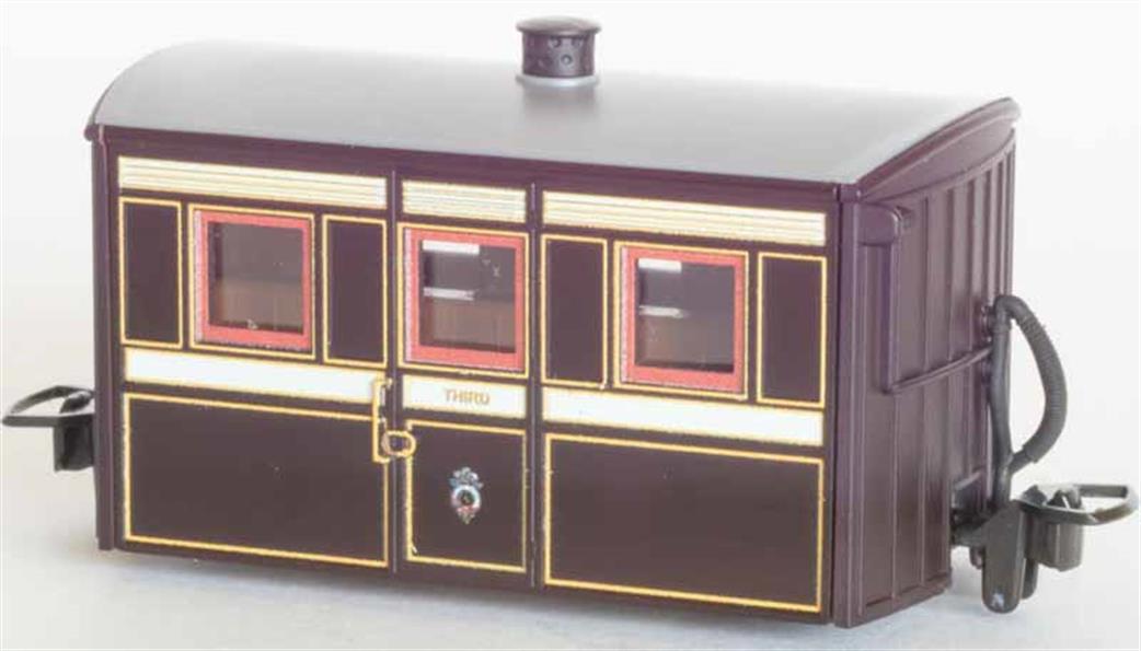 Peco OO9 GR-555 Third Class Ffestiniog 4 wheel Bug Box Narrow Gauge Passenger Coach Purple-Brown