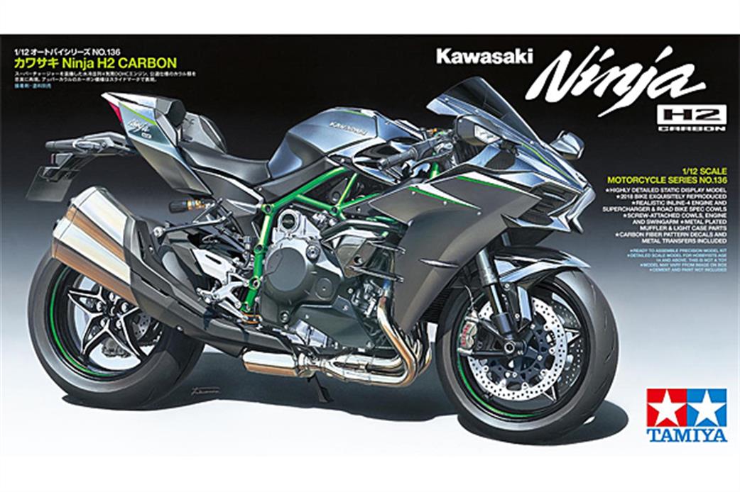 Tamiya 1/12 14136 Kawasaki Ninja H2 Carbon Motorbike Plastic Kit