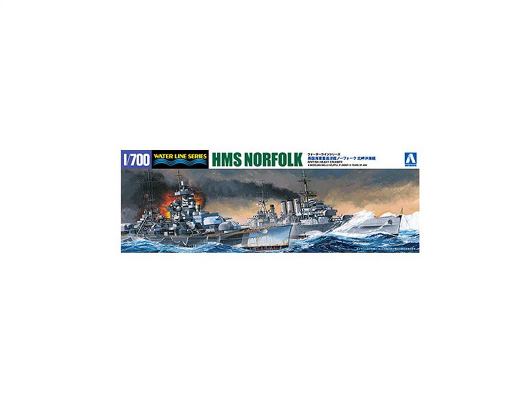 Aoshima 1/700 05669 HMS Norfolk County Class Heavy Cruiser Kit Battle of North Cape