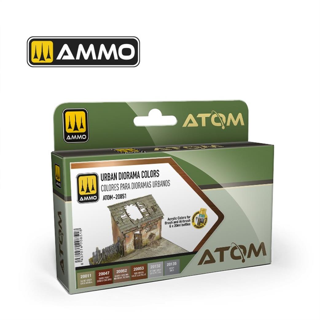 Ammo of Mig Jimenez  ATOM-20851 Urban Diorama Color Set of 6 Colour Paint Set