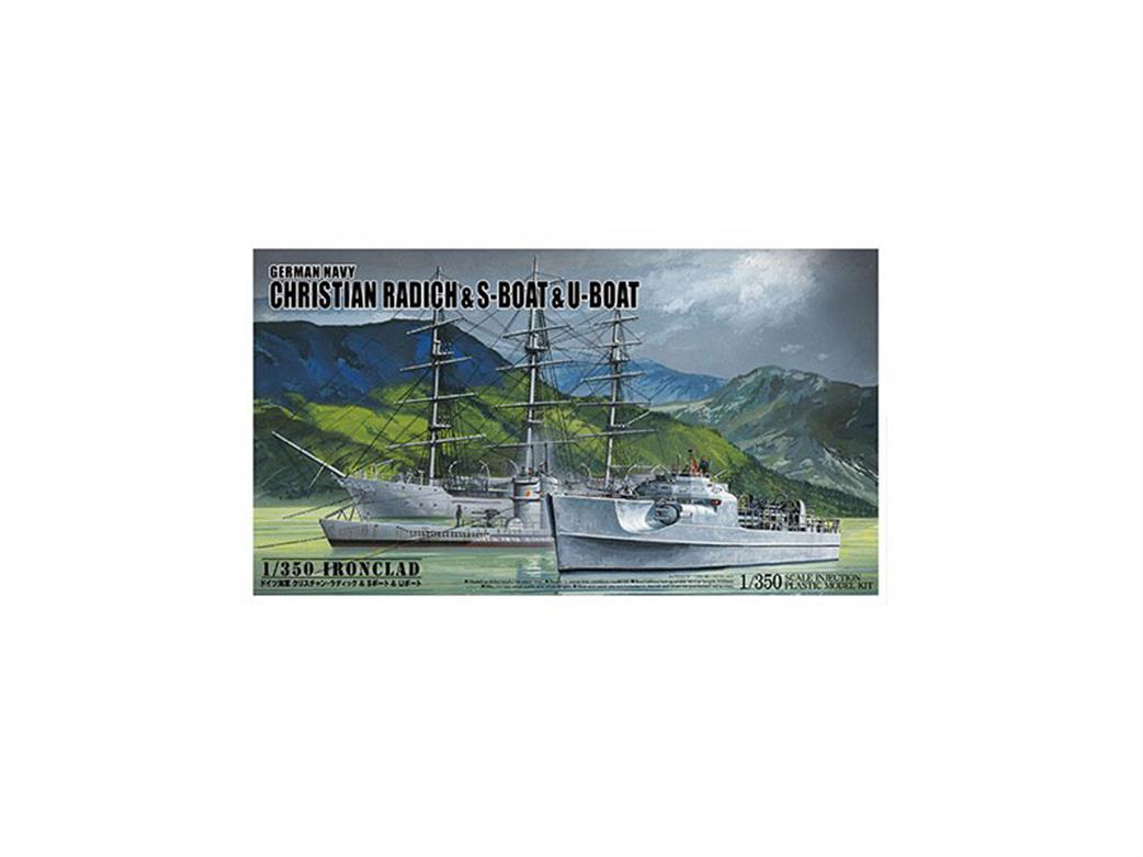 Aoshima 1/350 05657 German Navy Christian Radich with S-Boat & U-Boat Kits