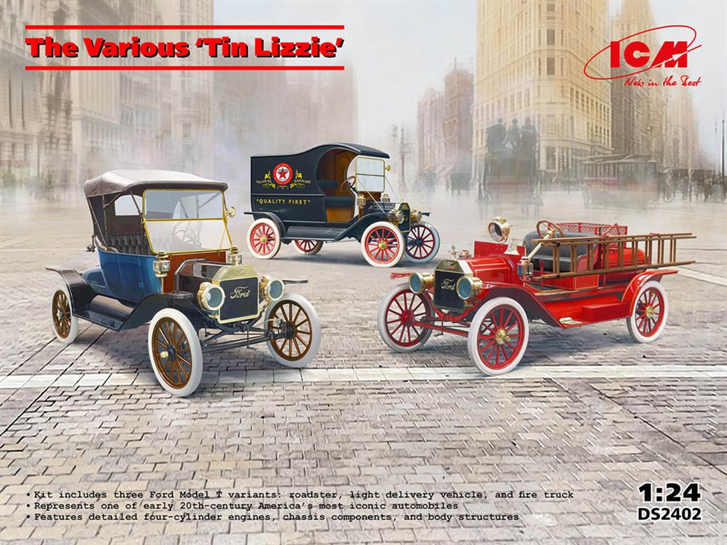 ICM 1/24 DS2402 The Various Tin Lizzie Ford Model T Variants Triple Set