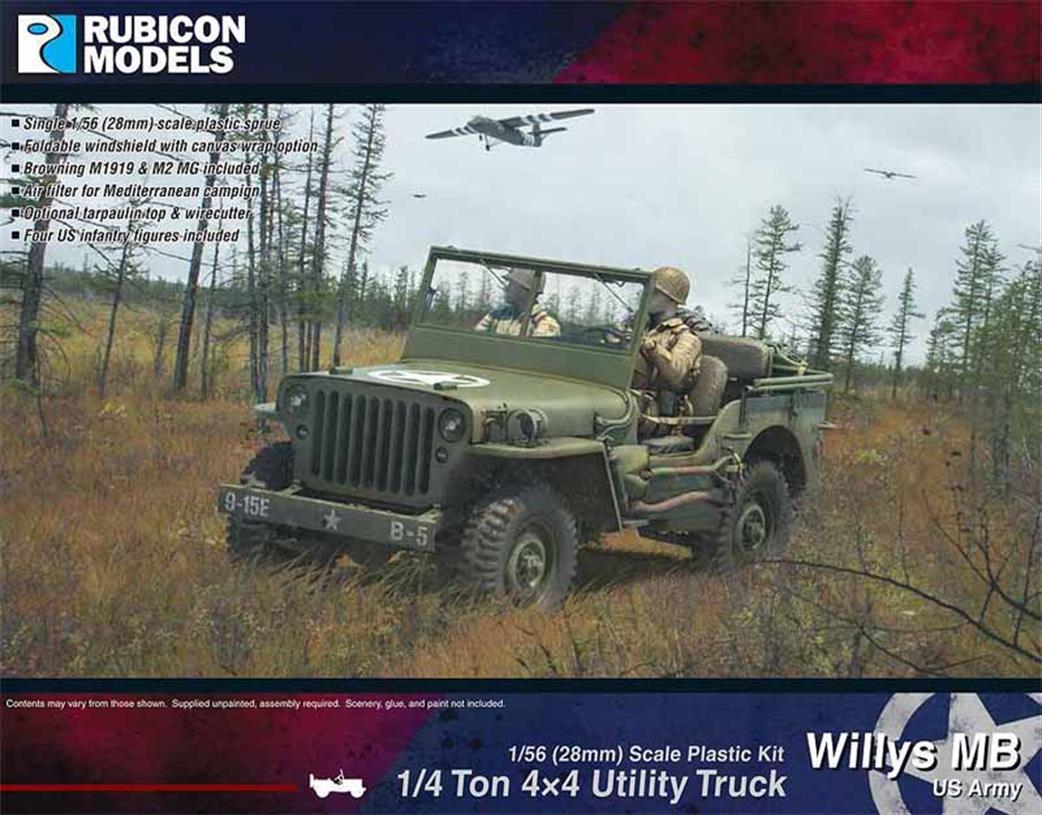 Rubicon Models 1/56 28mm 280049 US Willys MB 1/4ton 4x4 Jeep Truck Plastic Model Kit