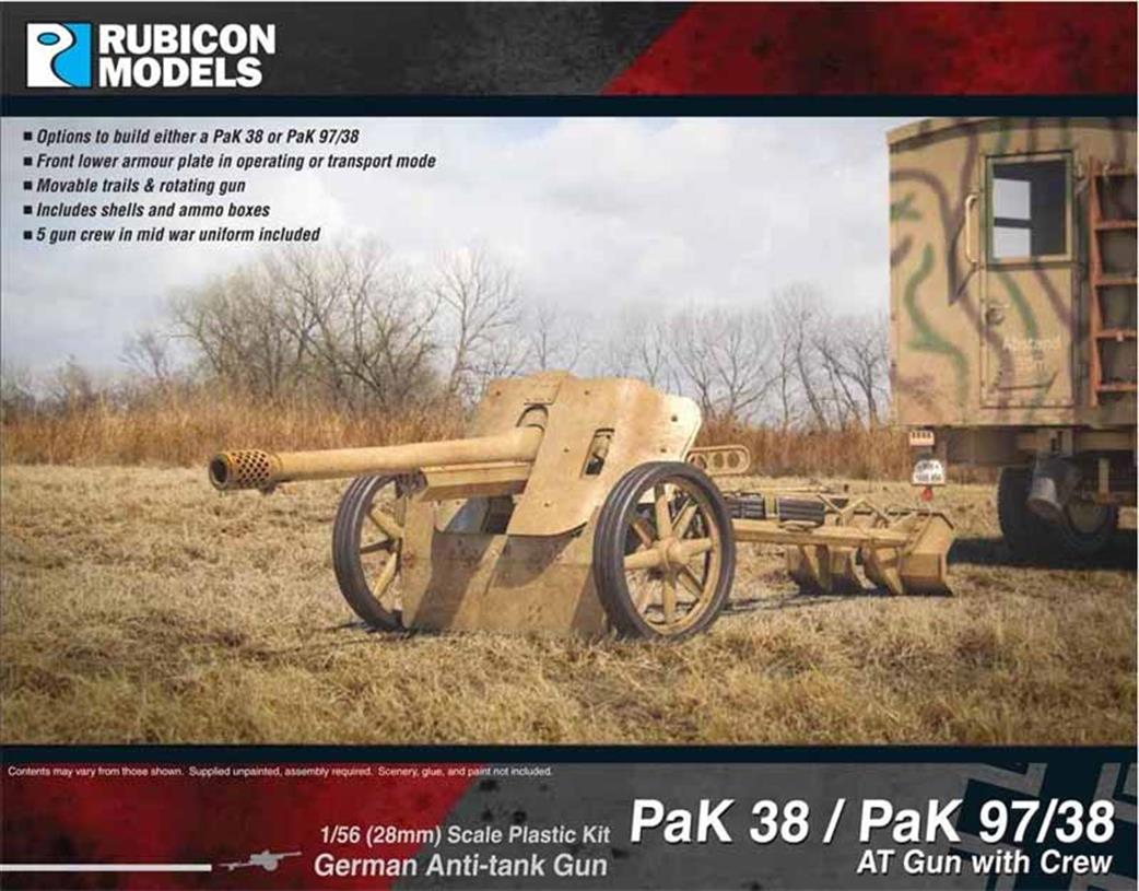 Rubicon Models 1/56 28mm 280058 German PaK 38 / PaK 97/38 Anti-Tank Gun with Crew Plastic Model Kit