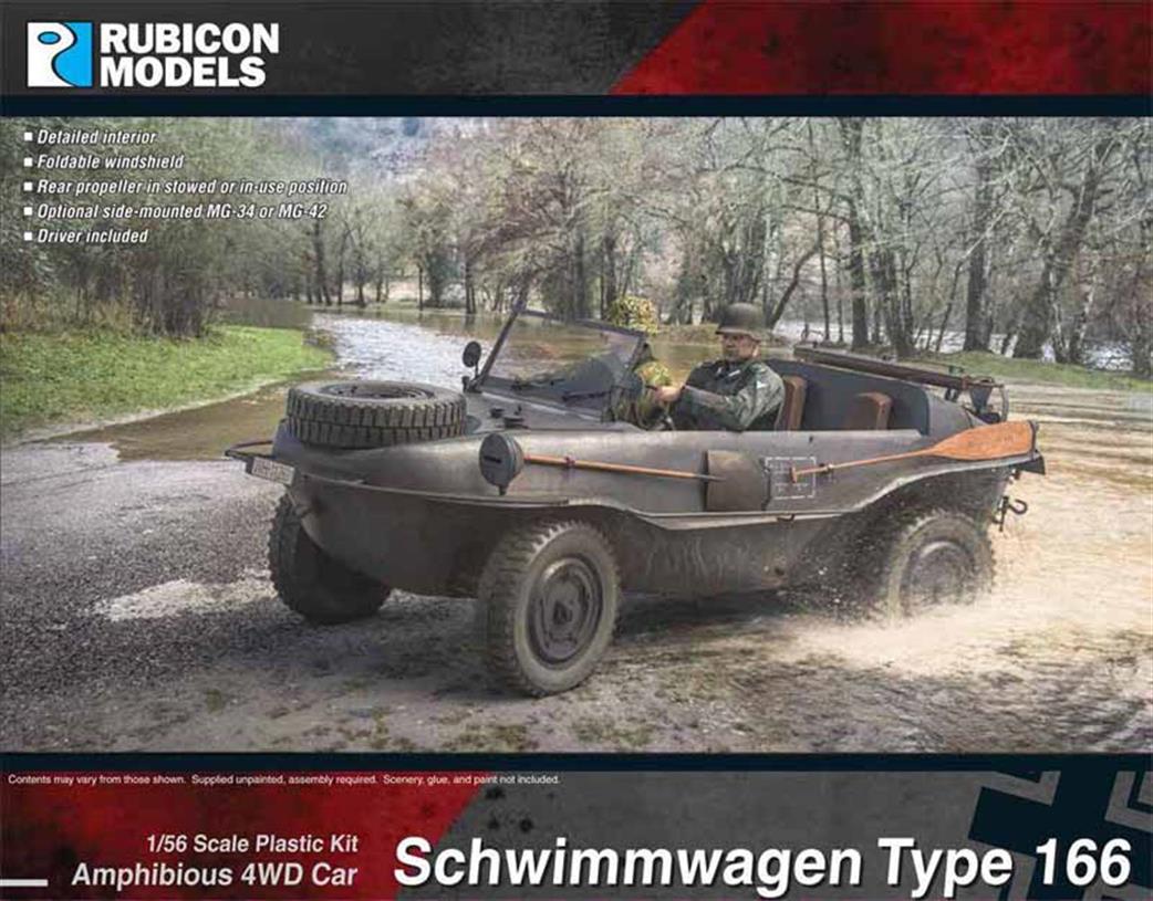 Rubicon Models 1/56 28mm 280080 German Schwimmwagen Type 166 Plastic Model Kit