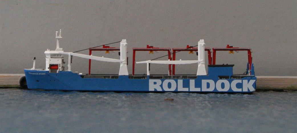 Rhenania 1/1250 RJ389A Rolldock Storm with a load of 4 red gantry cranes