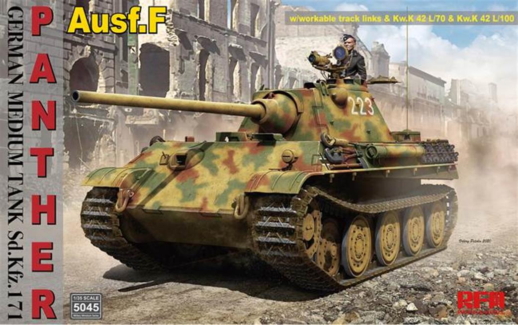Rye Field Model 1/35 RM5045 German Panther Ausf.F w/workable track links workable track links & suspension system