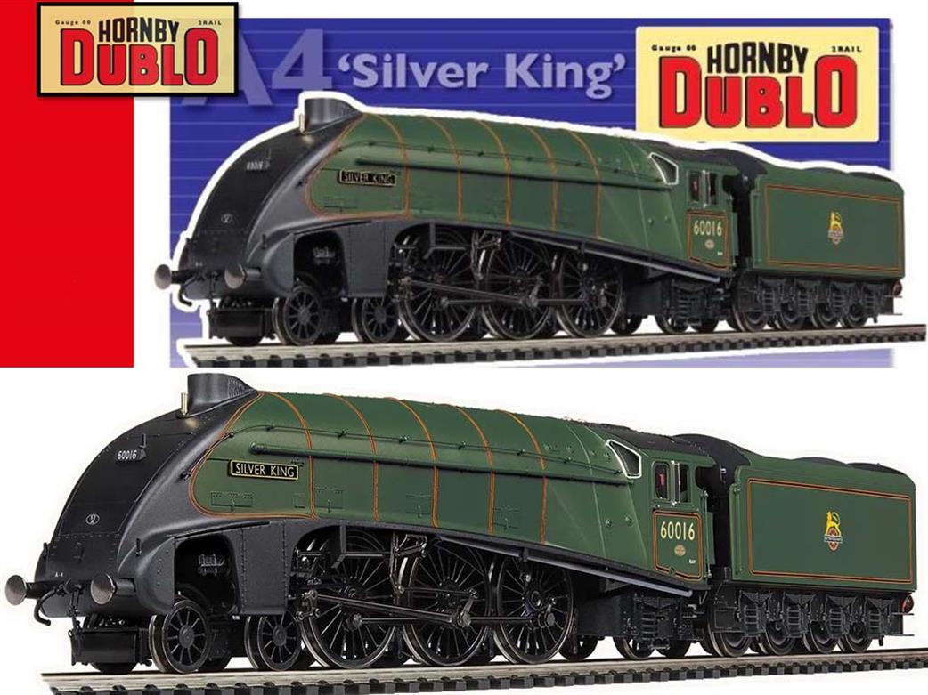 Hornby OO R30349 Dublo BR 60016 Silver King Streamlined Class A4 Pacific Lined Green Early Emblem