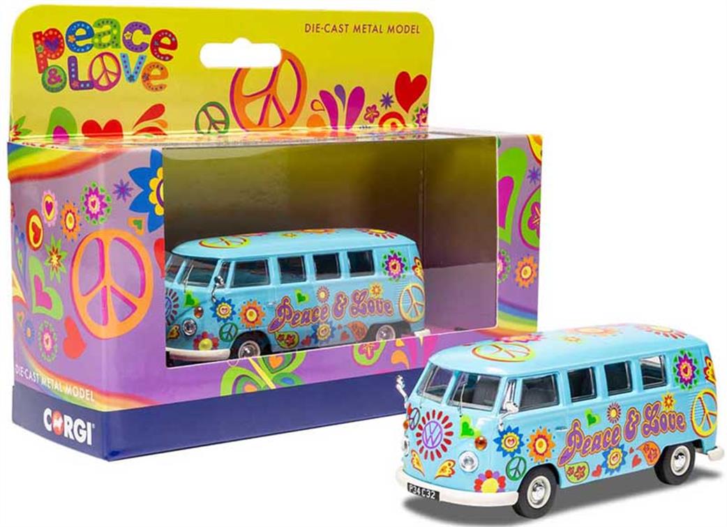 Corgi 1/43 CC02738 Volkswagon Campervan Peace Love and Freedom Model