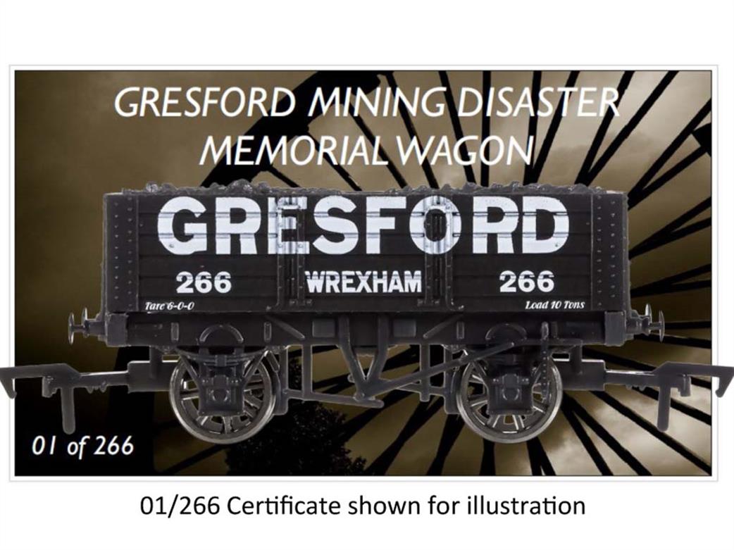 Dapol OO 4F-052-041 Gresford, Wrexham 266 5 Plank Open Wagon 90th Anniversary Memorial Wagon