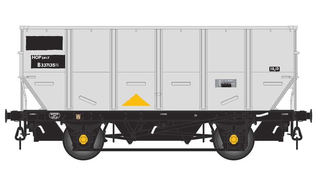 Accurascale O Gauge ACC1032-HUO-O-K B337135N BR 24.5Ton HOP24 / HUO Coal Hopper Wagon Grey Code HOP