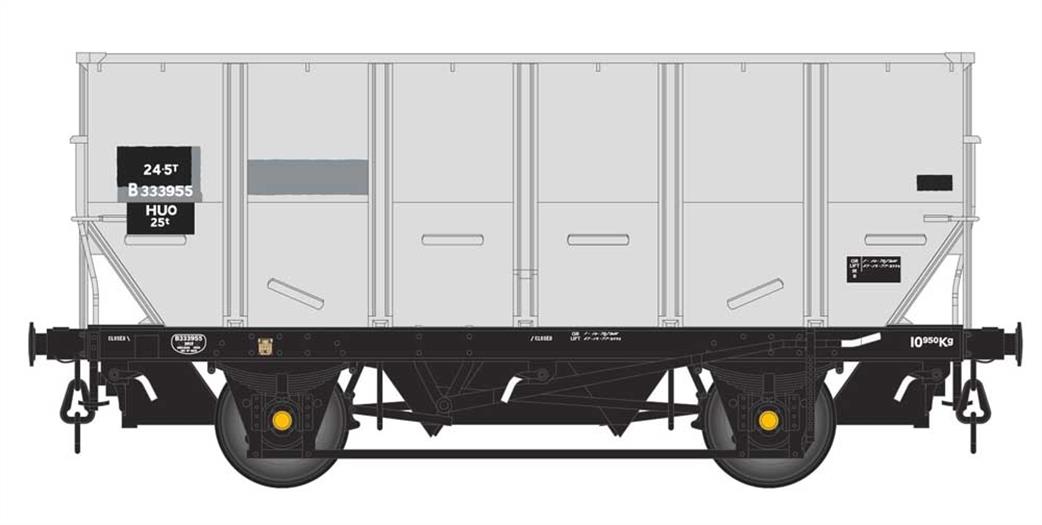 Accurascale O Gauge ACC1032-HUO-O-O B333955 BR 24.5Ton HOP24 / HUO Coal Hopper Wagon Grey TOPS Code HUO