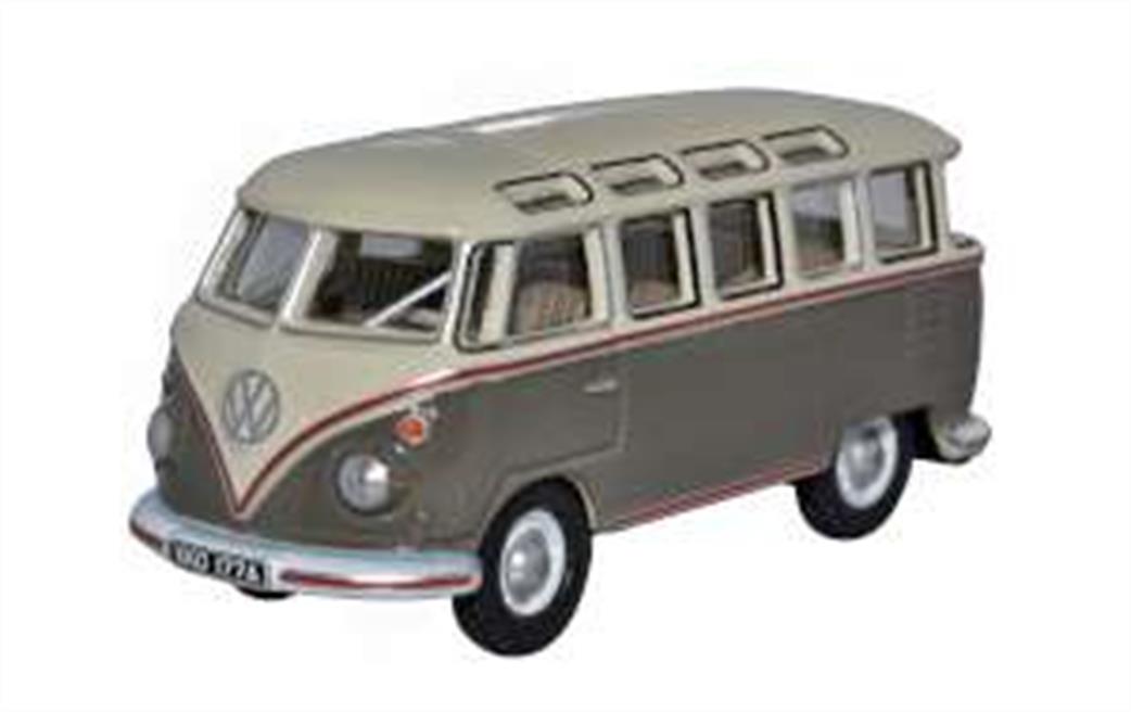 Oxford Diecast 1/76 76VWS009 VW T1 Samba Bus Mouse Grey/Pearl White