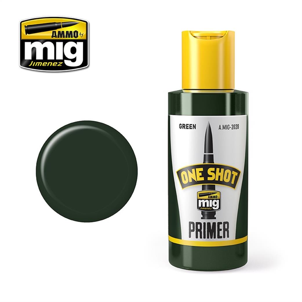 Ammo of Mig Jimenez  A.MIG-2028 Green Oneshot Primer 60ml Jar