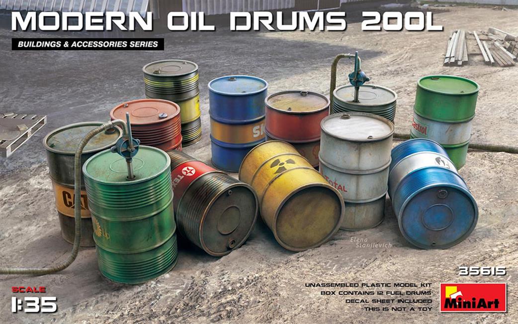 MiniArt 1/35 35615 Modern Oil Drums 200L 12 Ready To Assemble And Paint