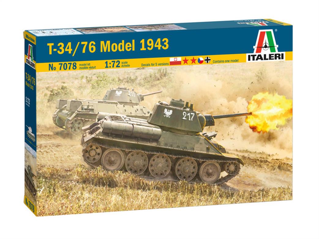 Italeri 1/72 7078 T-34/76 Mod.43 Soviet Tank Kit