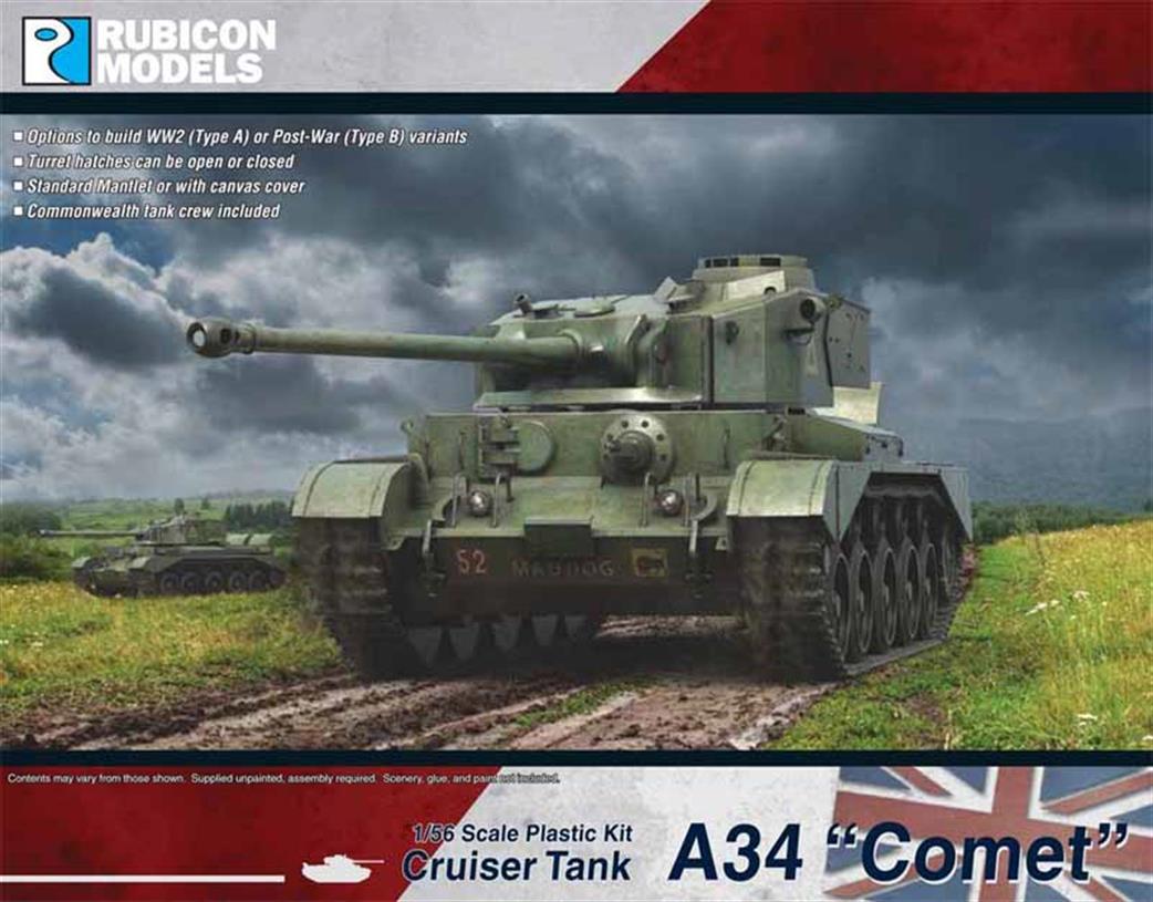 Rubicon Models 1/56 280094 British A34 Comet Cruiser Tank Plastic Model Kit