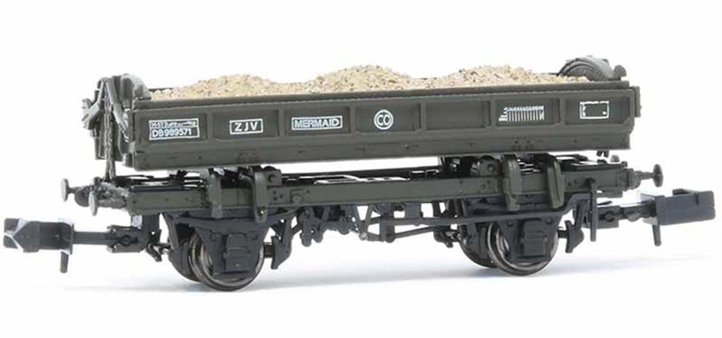 Bachmann EFE Rail N Gauge E87513 BR Mermaid Side Tipping Ballast Wagon Departmental Olive Green