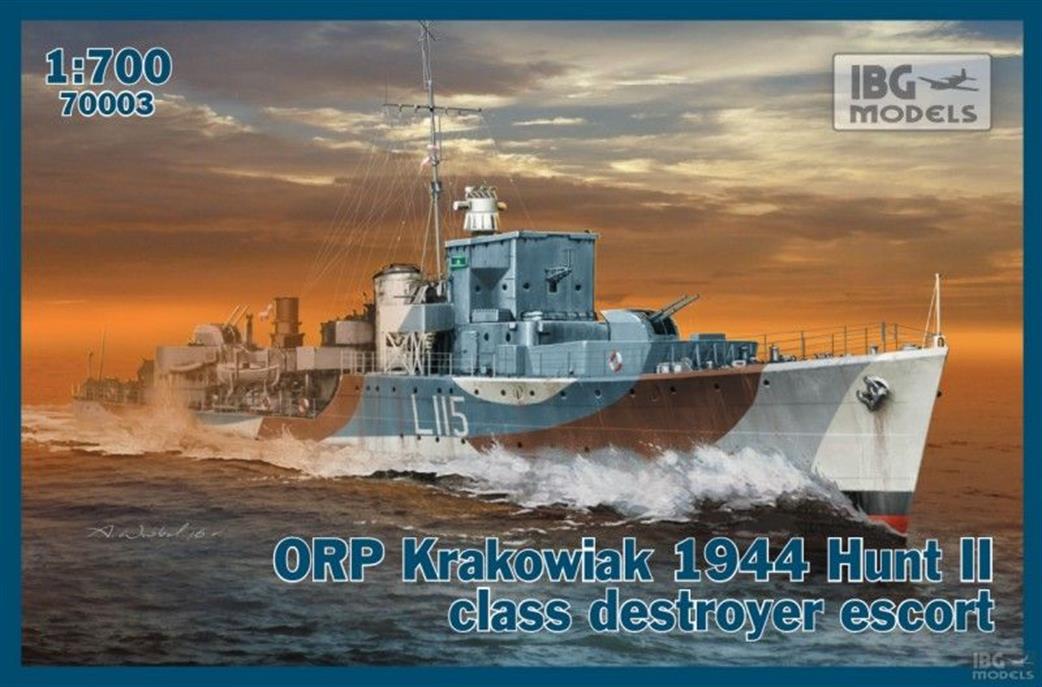 IBG Models 1/700 70003 ORP Krakowiak 1944 Hunt II class destroyer escort Kit