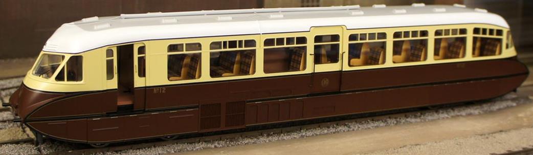 Dapol O Gauge 7D-011-001 GWR Streamlined Diesel Railcar 12 Chocolate & Cream Shirtbutton Monogram