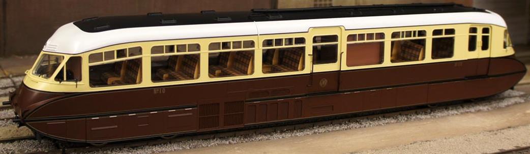 Dapol O Gauge 7D-011-002 GWR Streamlined Diesel Railcar 10 Chocolate & Cream Shirtbutton Monogram