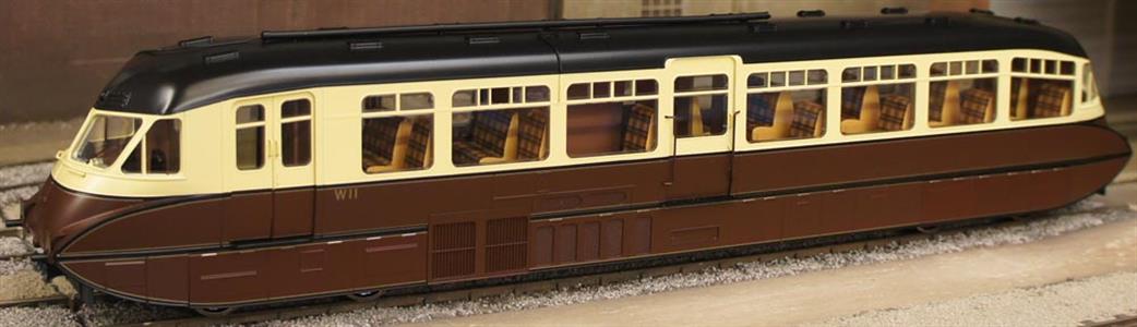 Dapol O Gauge 7D-011-004 BR (W) Streamlined Diesel Railcar W11 Chocolate & Cream