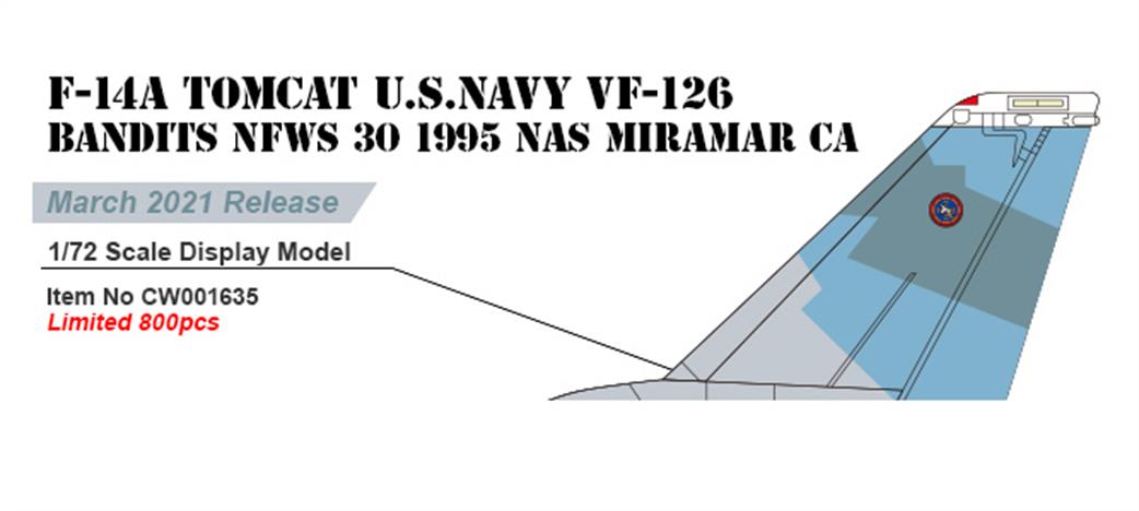 Century Wings 1/72 CW001635 US Navy F-14A Tomcat NFWS TopGun 30 1995 NAS Miramar, CA