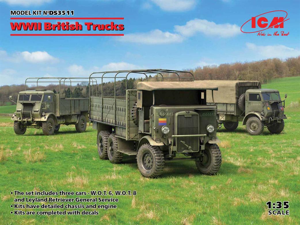 ICM 1/35 DS3511 WWII British Trucks Model WOT6 Model W.OT8 Leyland Retriever General Service Diorama Set