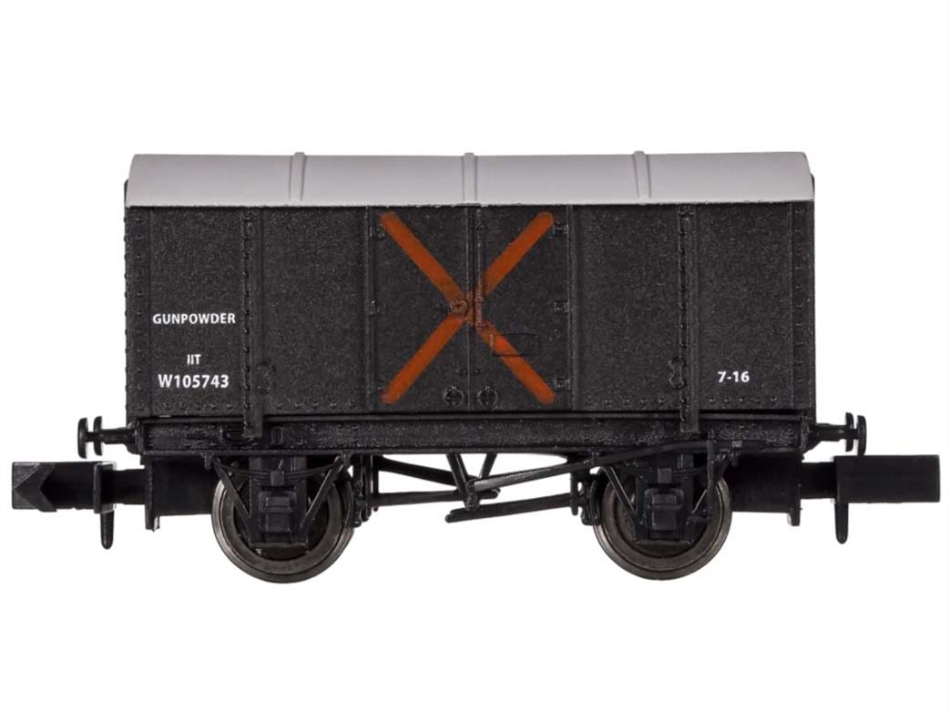 Dapol N 2F-013-087 GWR Gunpowder Van 105743 Black with Red Lettering & Warning Crosses