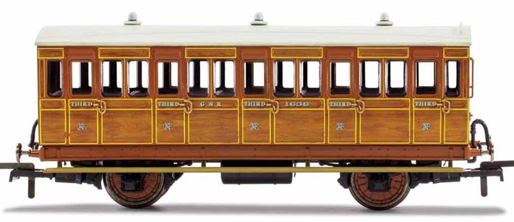 Hornby OO R40058A GNR, 4 Wheel Coach, 3rd Class, 1505 - Era 2