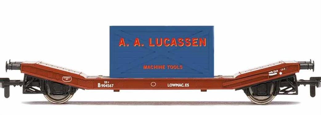 Hornby OO R60073 BR Lowmac Machinery Wagon with A. A. Lucassen Crate Load - Era 3