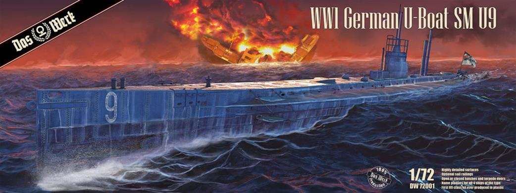 Das Werk 1/72 DW72001 U-9 German WW1 U-Boat Quality Plastic Kit