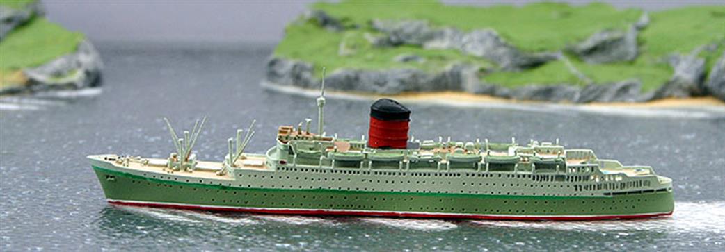 Albatros 1/1250 AL73C Carmania in Cunard cruising green 1963 -67 Waterline Metal Model