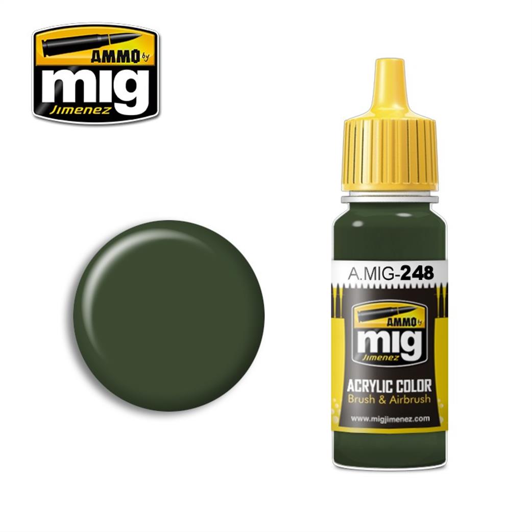 Ammo of Mig Jimenez  A.MIG-248 248 RLM 80 Olive Green  17ml Acrylic Color Paint