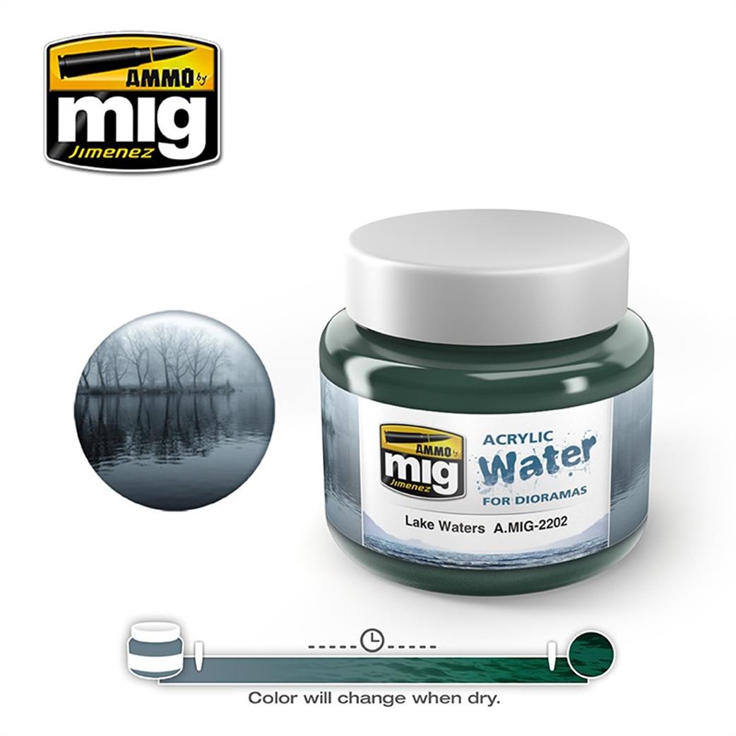 Ammo of Mig Jimenez  A.MIG-2202 Lake Waters  Acrylic Medium 250ml