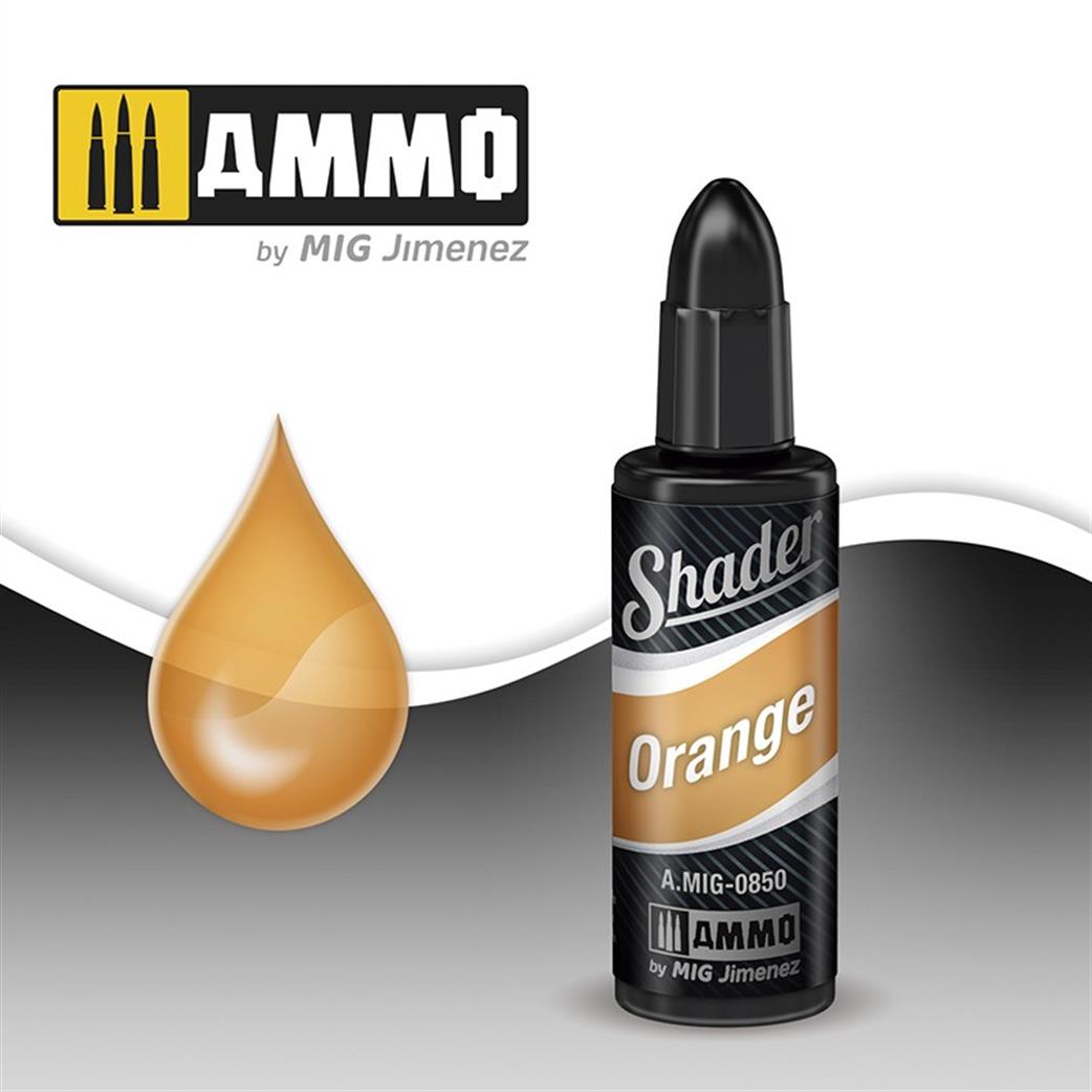 Ammo of Mig Jimenez  A.MIG-0850 Orange Shader 10ml Pot