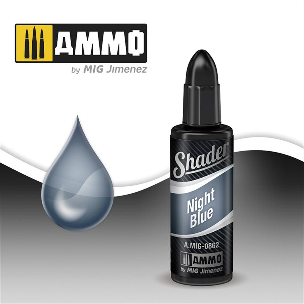 Ammo of Mig Jimenez  A.MIG-0862 Night Blue Shader 10ml Pot